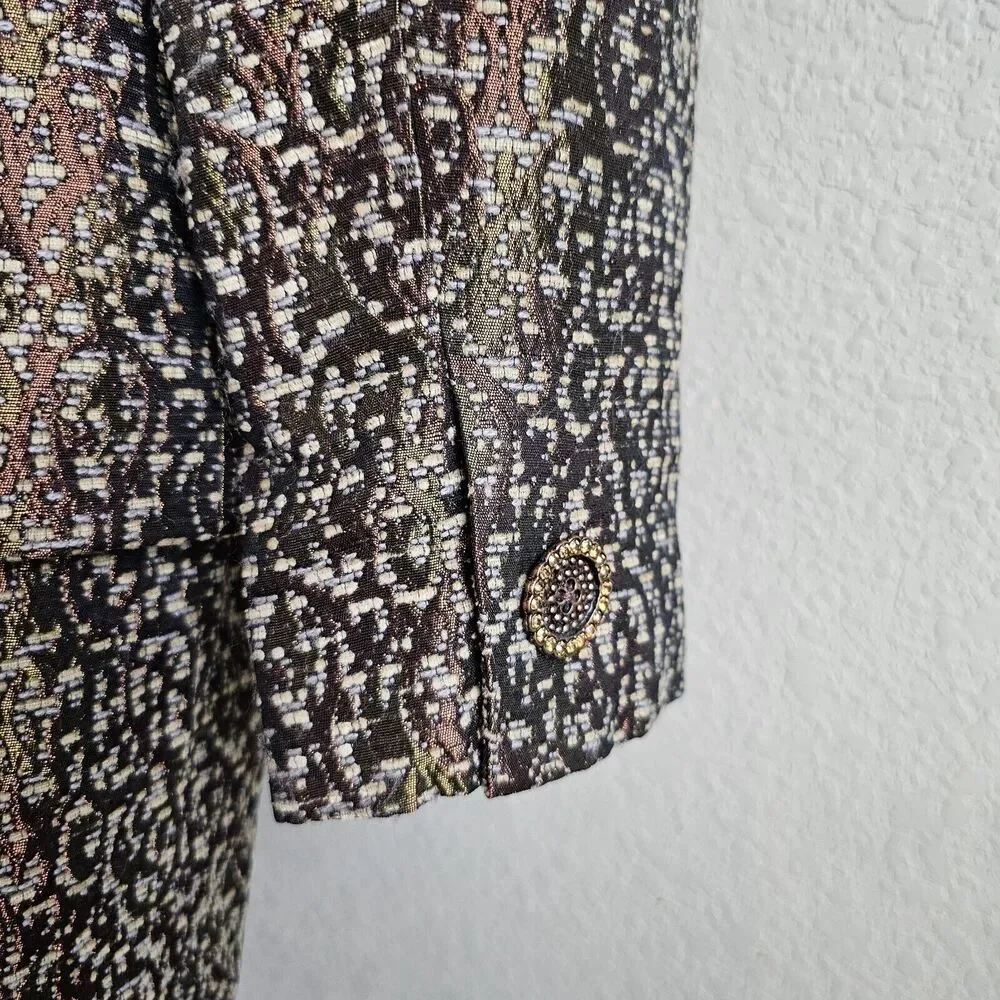 Oscar De La Renta Copper Metallic Skirt Suit Size 6, Sophisticated Classic Vtg